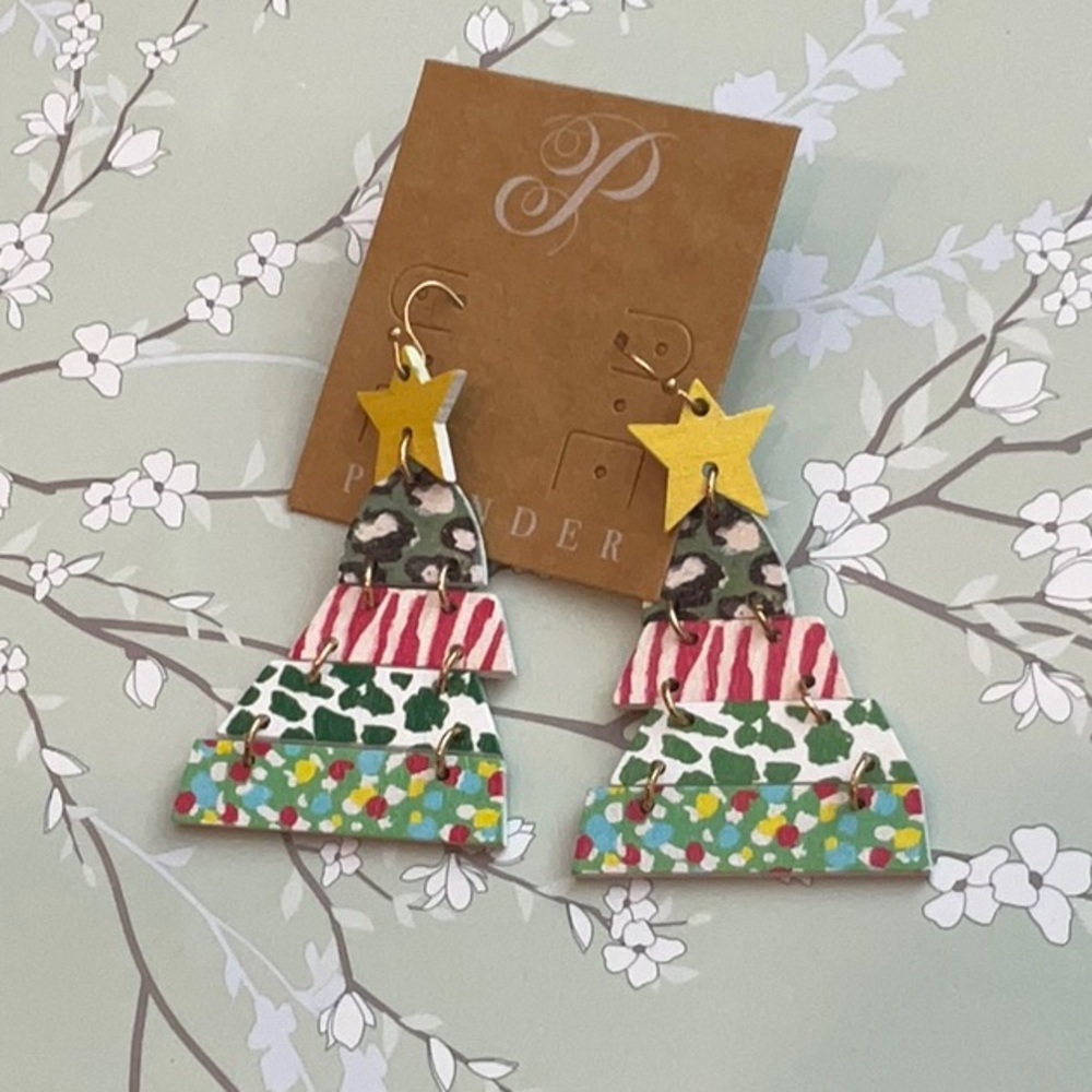 Plunder | Multicolor Christmas Tree Earrings Holiday